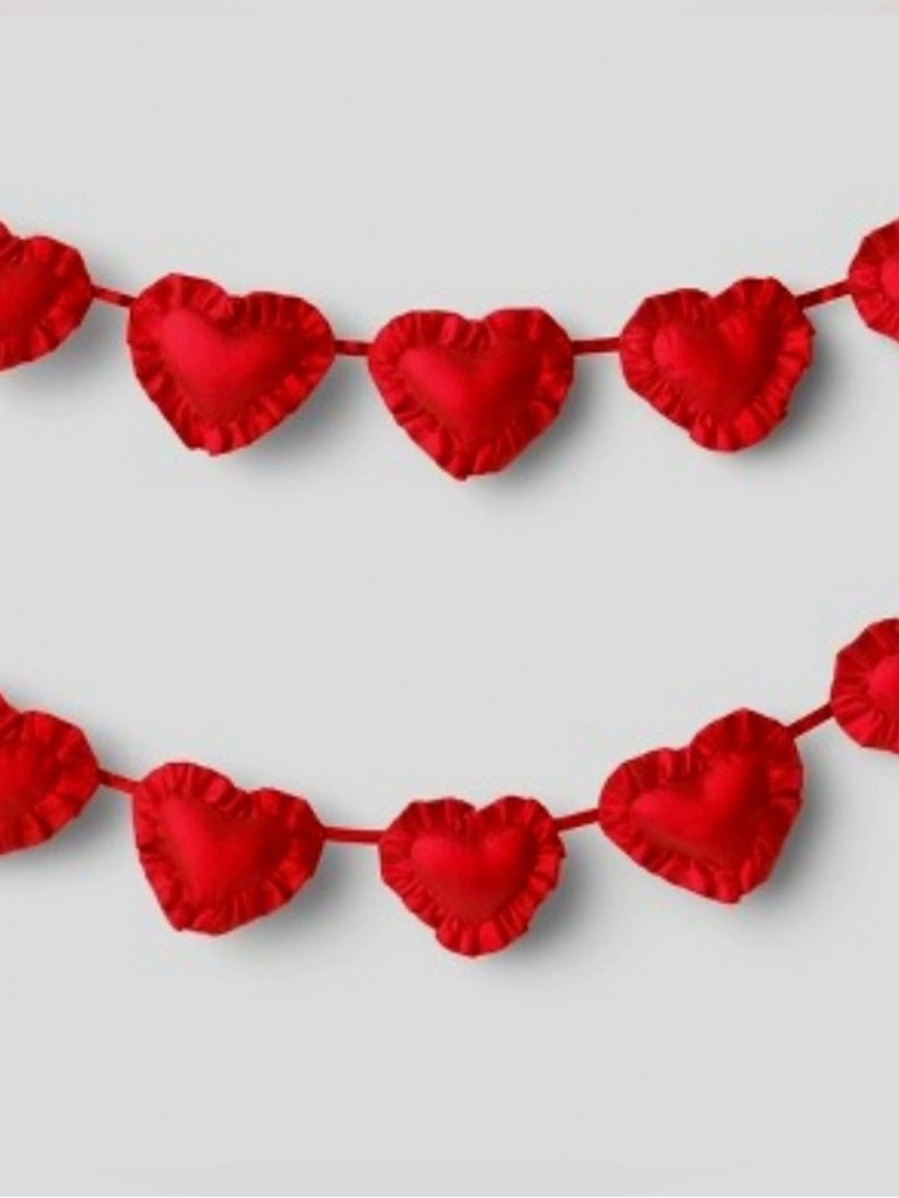 Threshold Red Satin Ruffled Heart Garland 6ft Valentines Day Decor NEW